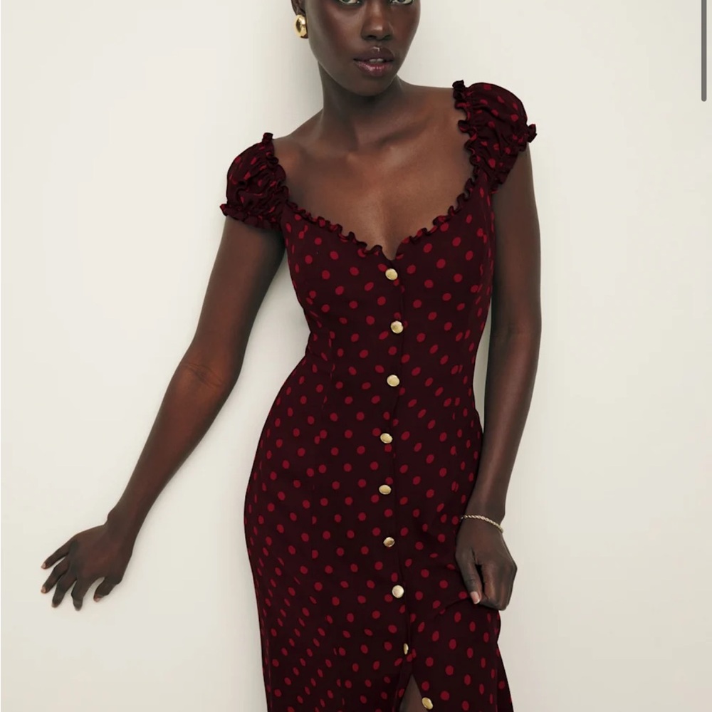 Reformation Starla Dress - Berry Dot - Size 0